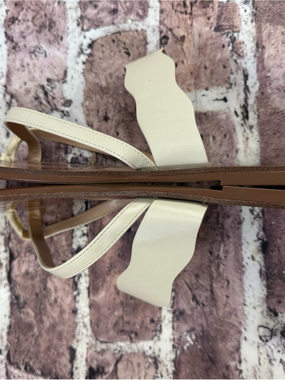 kensie Cream Scalloped Strap Toe-Loop Sandals - Picture 6 of 11